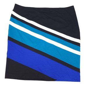 Lane Bryant Black Blue Stripe Skirt Women Size 20 Stretch Side Zip Plus Clothing